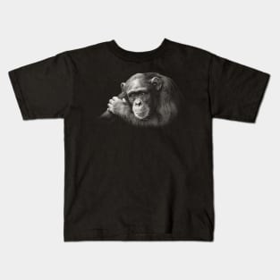 Chimpanzee in Thoughtful Pose Kids T-Shirt